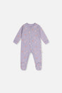 Baby Organic Cotton One Piece Pajama Purple Hedgehog Print-0