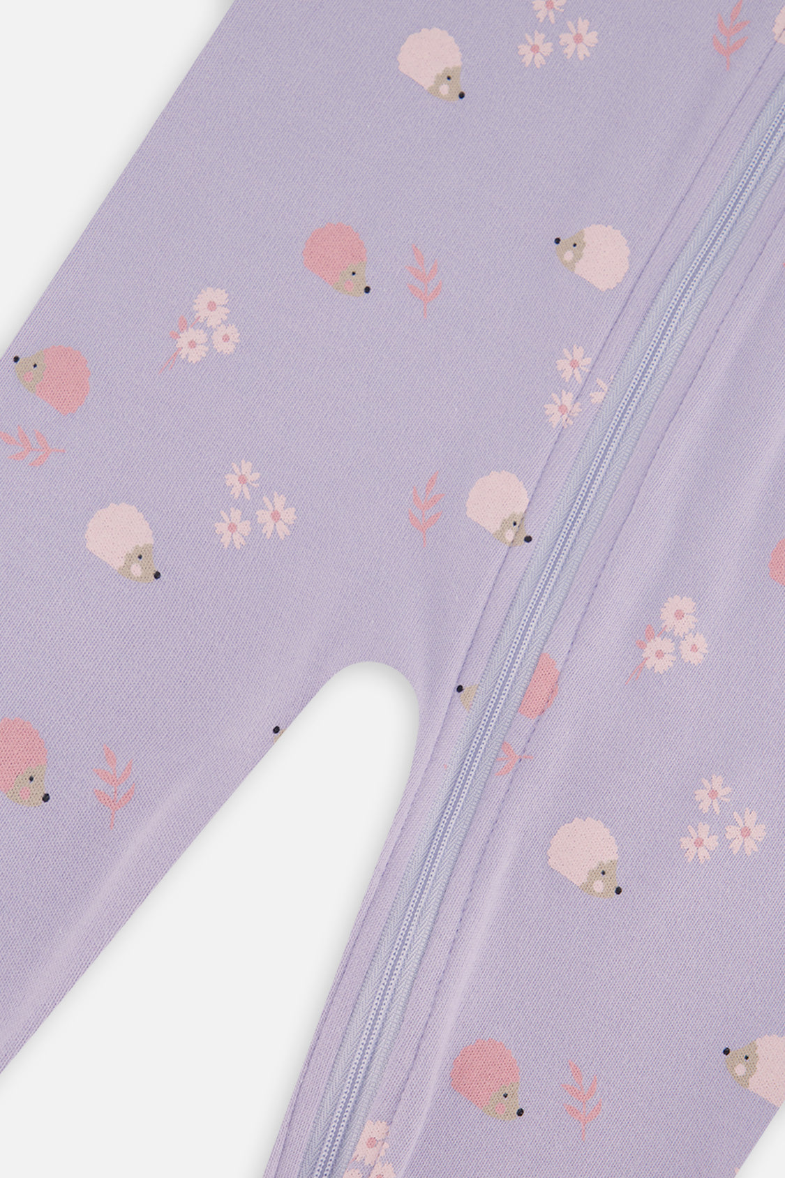 Baby Organic Cotton One Piece Pajama Purple Hedgehog Print-2