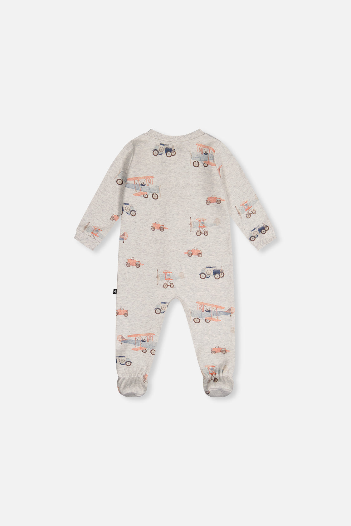 Baby Organic Cotton One Piece Pajama Beige Airplane Print-1