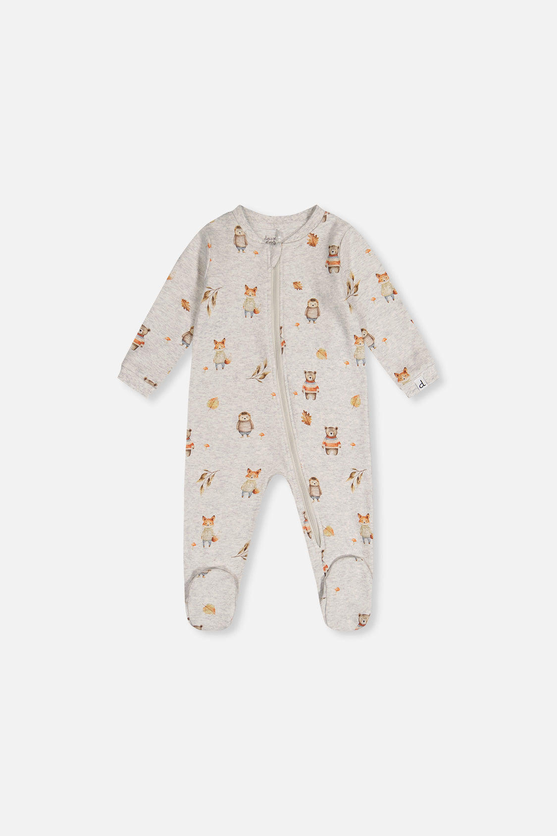 Baby Organic Cotton One Piece Pajama Beige Animal Print-0