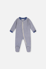Baby Organic Cotton One Piece Pajama Blue Stripe Print-0
