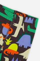 Another close-up detail of the Deux par Deux black dinosaur print organic cotton pajama set