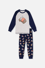 Organic Cotton Two Piece Pajama Set Blue Sushi Print-0