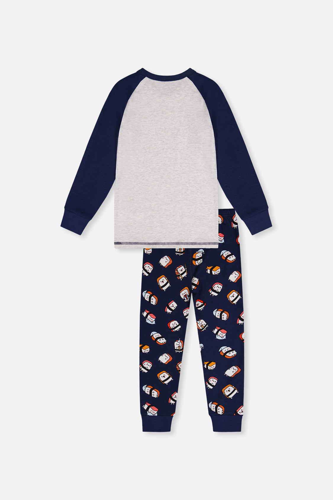 Organic Cotton Two Piece Pajama Set Blue Sushi Print-1