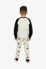 Organic Cotton Two Piece Pajama Set Beige Elk Print-3