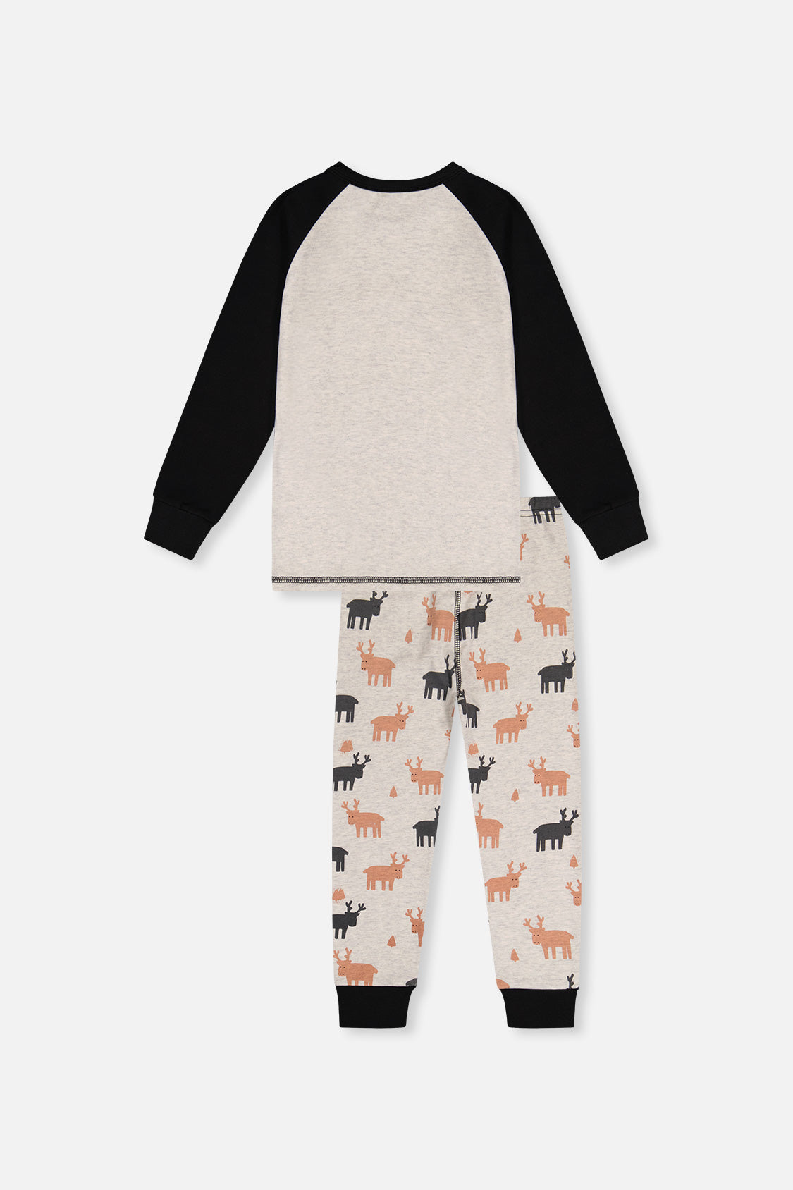 Organic Cotton Two Piece Pajama Set Beige Elk Print-4