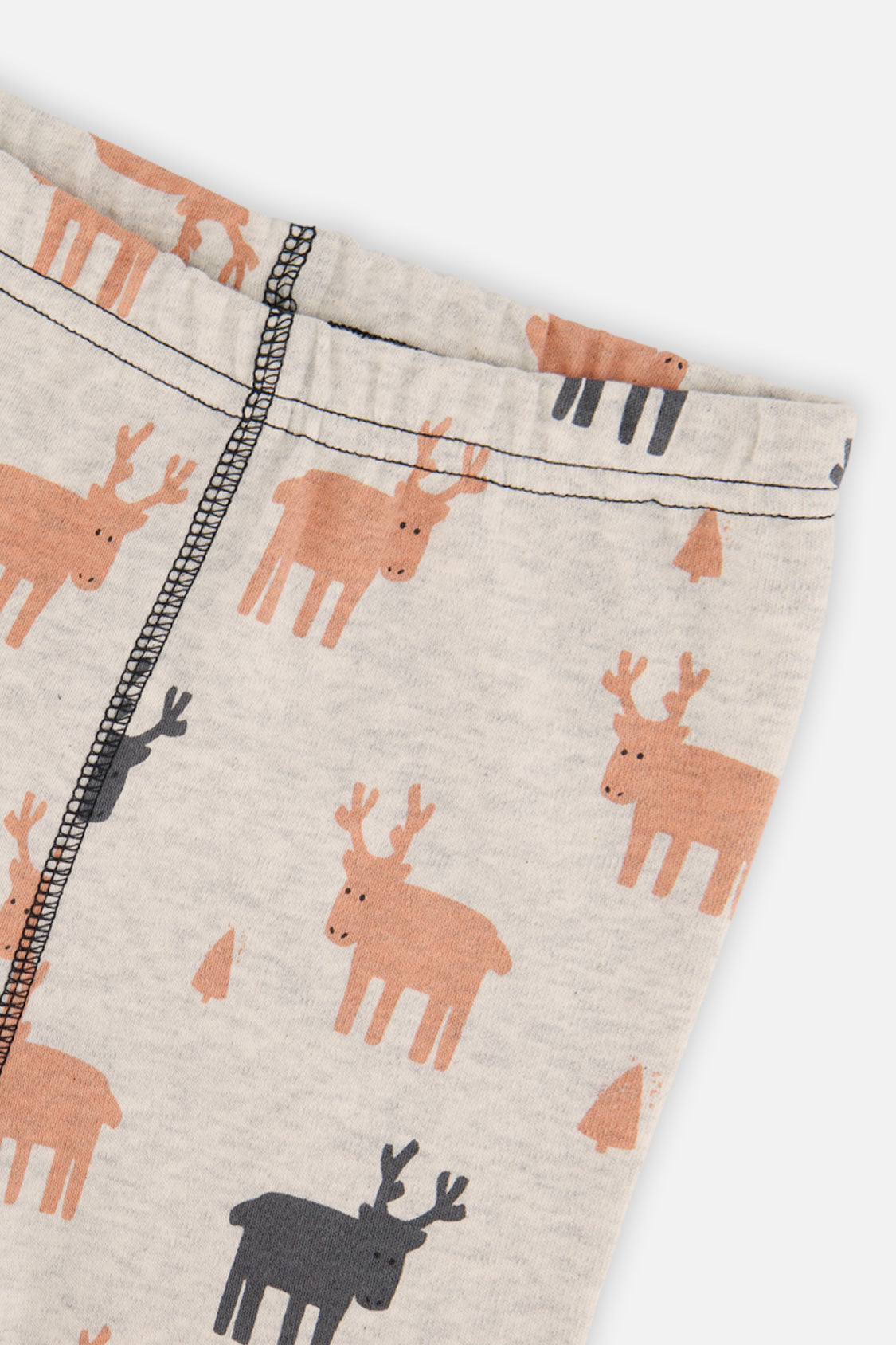 Deux par Deux Organic Cotton Two Piece Pajama Set Beige Elk Print