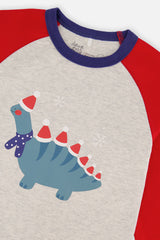 Deux par Deux Organic Cotton Two Piece Pajama Set Blue Dinosaur Print