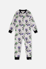 Baby Organic Cotton One Piece Pajama Beige Raccoon Print-0