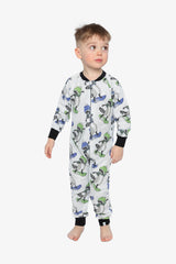 Organic Cotton One Piece Pajama Beige Raccoon Print-1