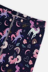 Second close-up detail of the purple unicorn print organic cotton pajama set by Deux par Deux