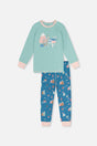 Organic Cotton Two Piece Pajama Set Blue House Print-0