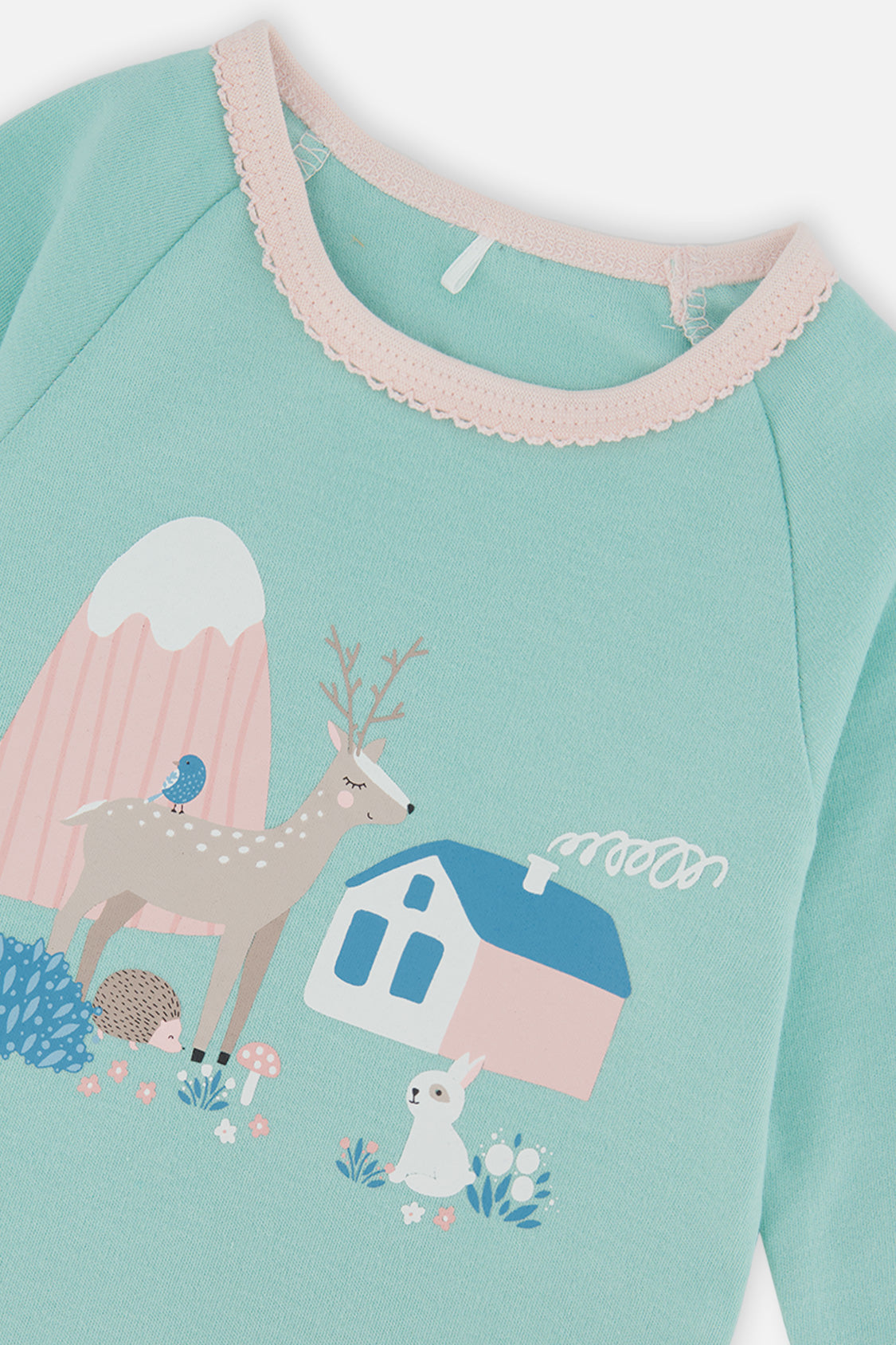 Deux par Deux Organic Cotton Two Piece Pajama Set Blue House Print