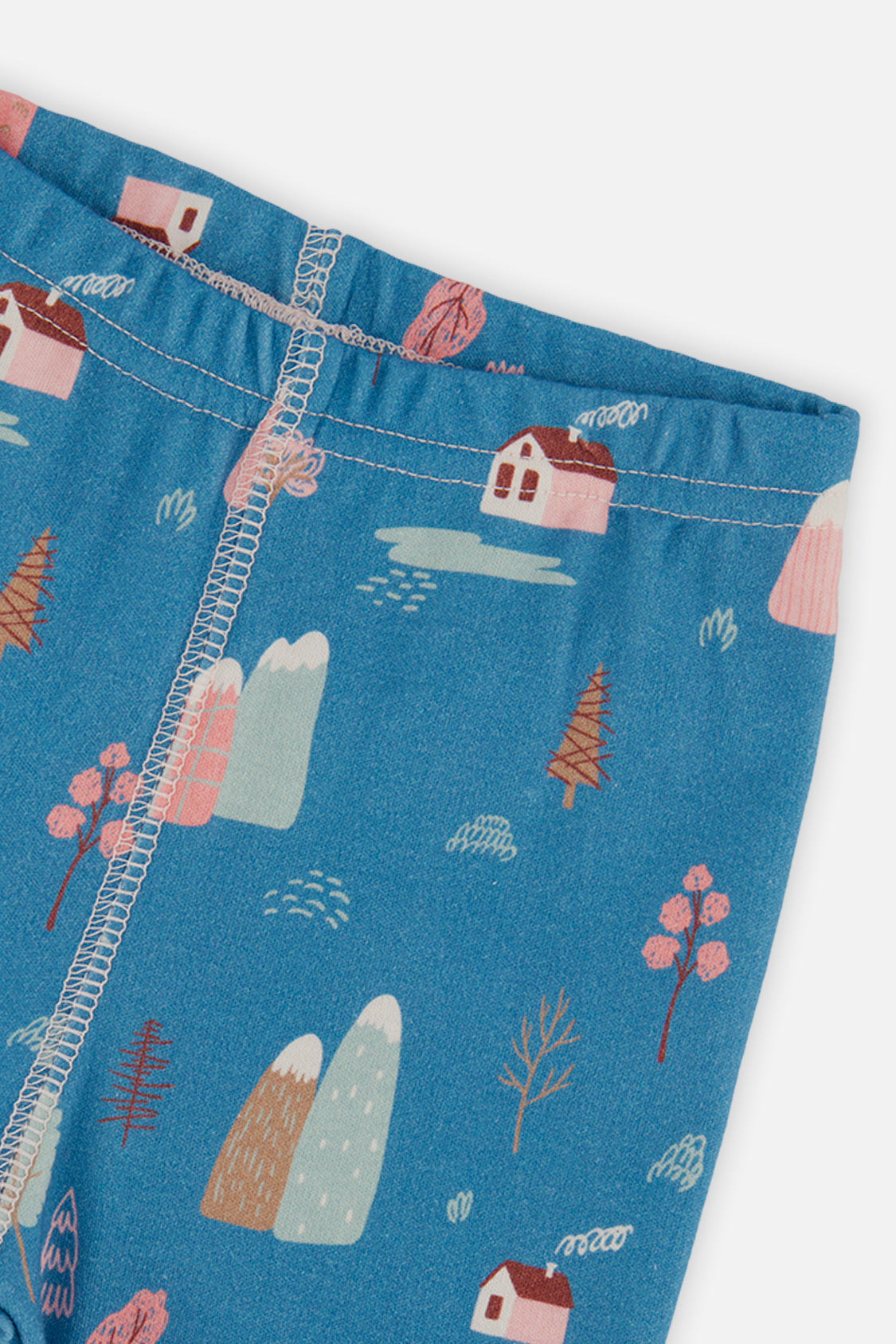 Deux par Deux Organic Cotton Two Piece Pajama Set Blue House Print