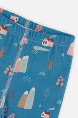 Deux par Deux Organic Cotton Two Piece Pajama Set Blue House Print