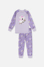 Organic Cotton Two Piece Pajama Set Purple Koala Print-0