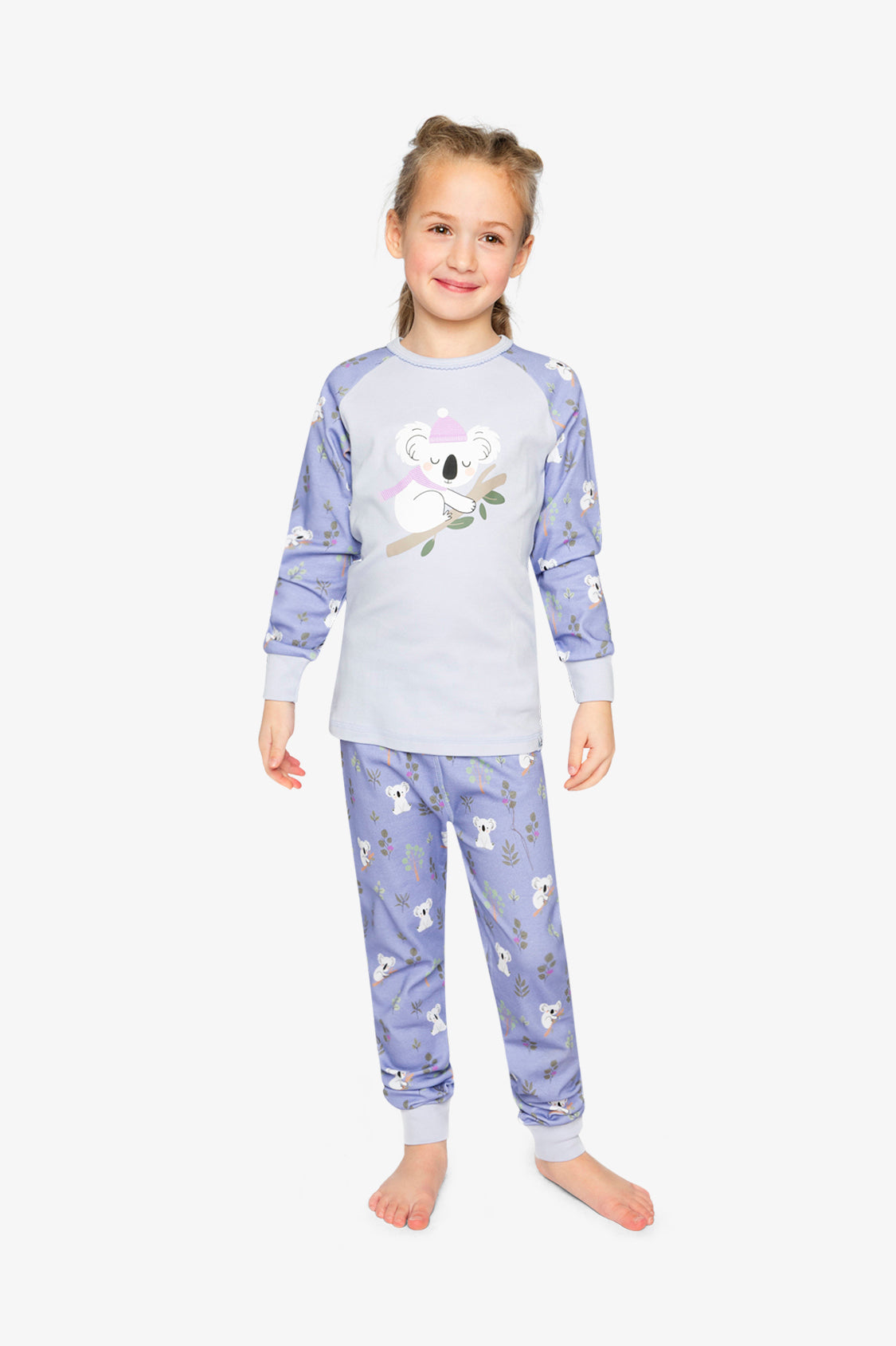 Organic Cotton Two Piece Pajama Set Purple Koala Print-1