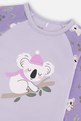 Deux par Deux Organic Cotton Two Piece Pajama Set Purple Koala Print