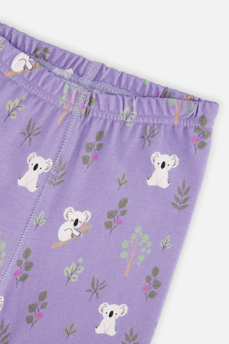Deux par Deux Organic Cotton Two Piece Pajama Set Purple Koala Print