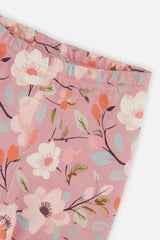 Second close-up detail of the pink floral print organic cotton pajama set by Deux par Deux