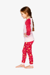 Organic Cotton Two Piece Pajama Set Red Gingerbread Print-2