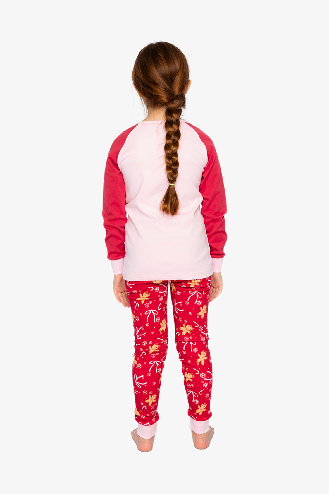 Organic Cotton Two Piece Pajama Set Red Gingerbread Print-3