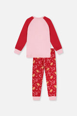 Organic Cotton Two Piece Pajama Set Red Gingerbread Print-4