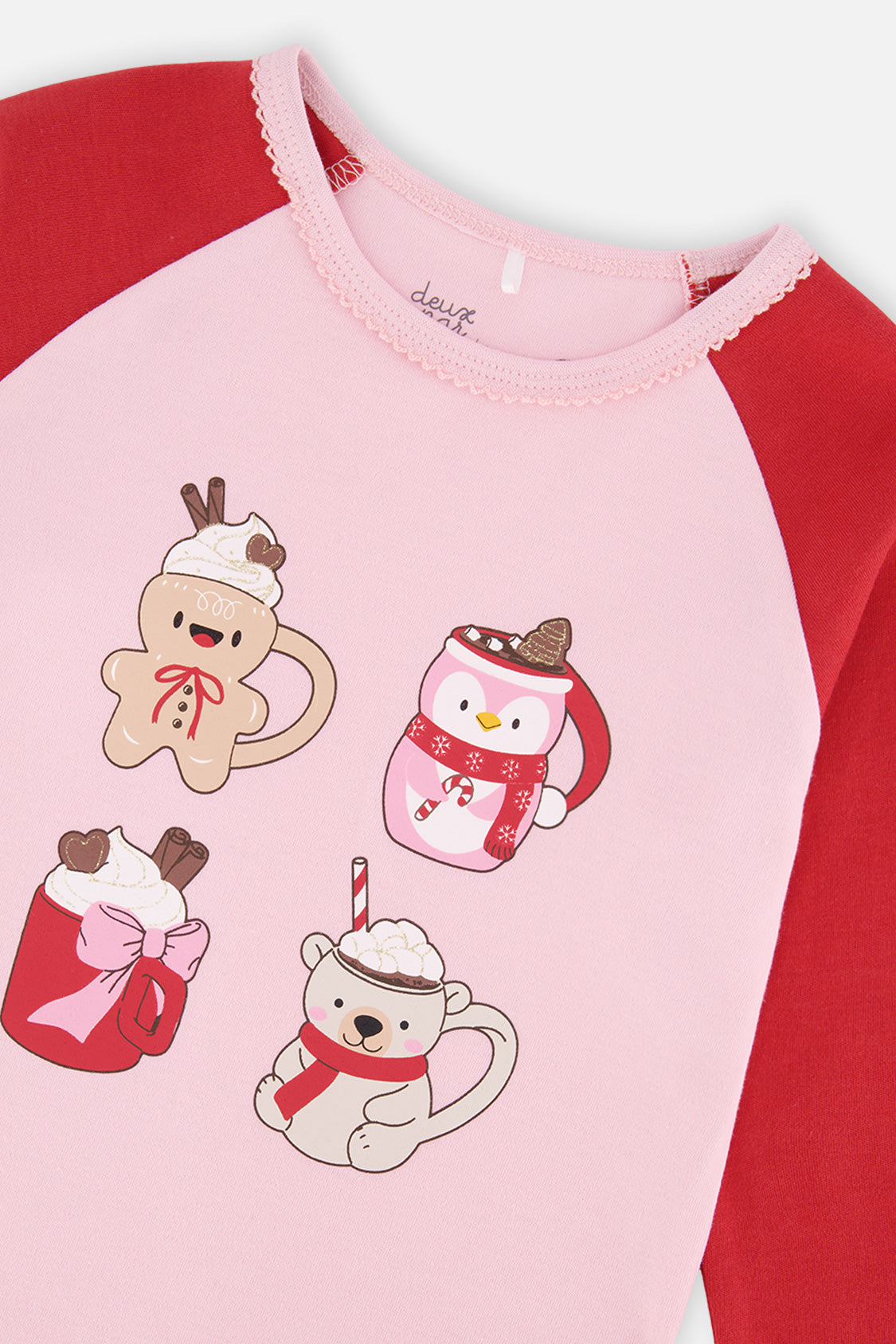Deux par Deux Organic Cotton Two Piece Pajama Set Red Gingerbread Print