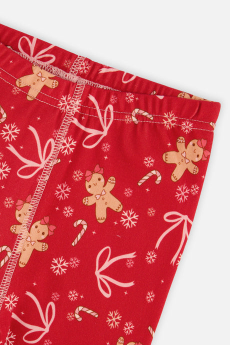 Deux par Deux Organic Cotton Two Piece Pajama Set Red Gingerbread Print