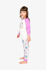 Organic Cotton Two Piece Pajama Set Pink Tree Print-2