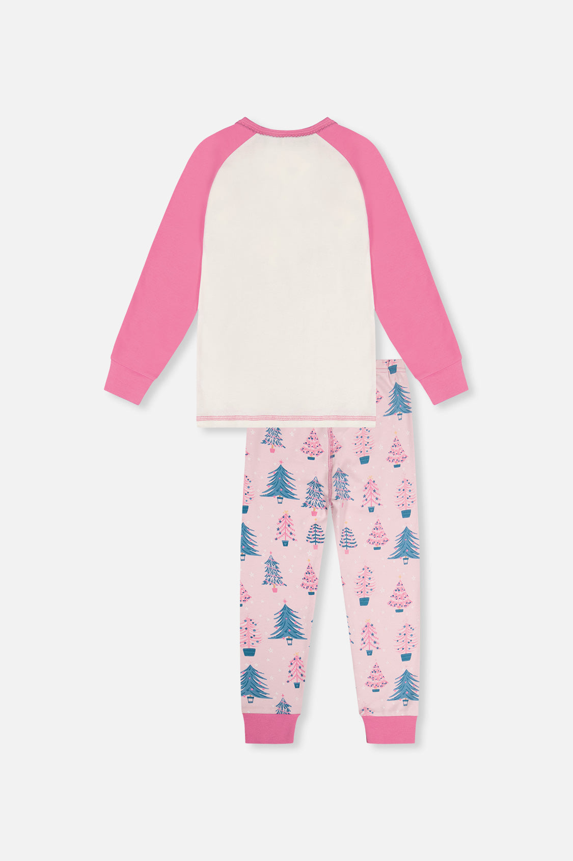 Organic Cotton Two Piece Pajama Set Pink Tree Print-4
