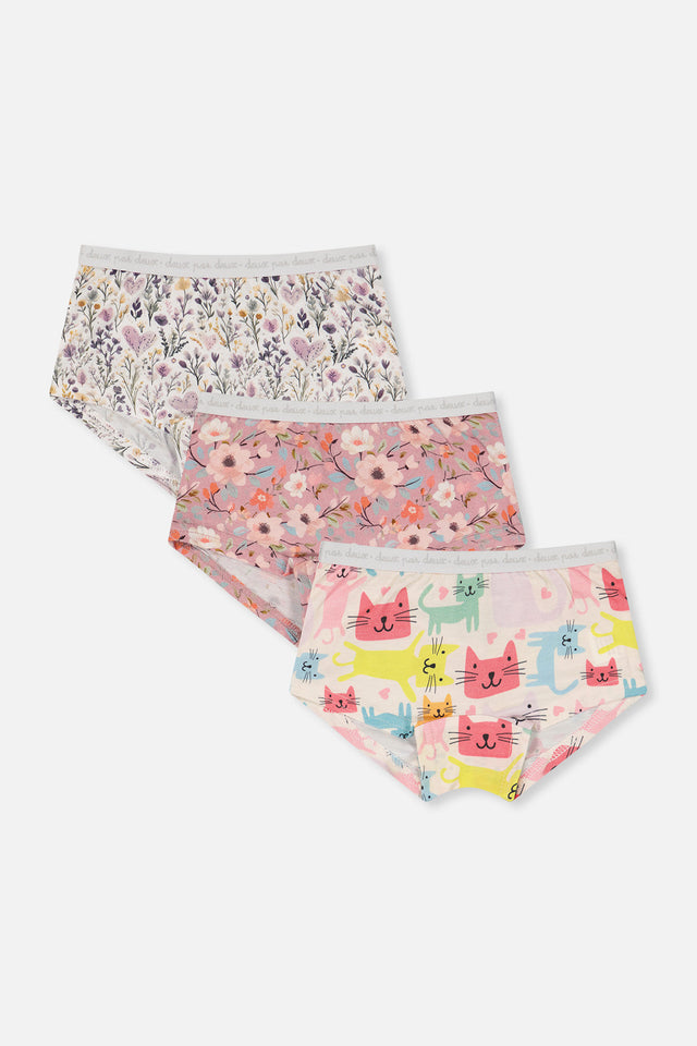 Boyshort Panty Pack Of 3 Feminine Prints-0