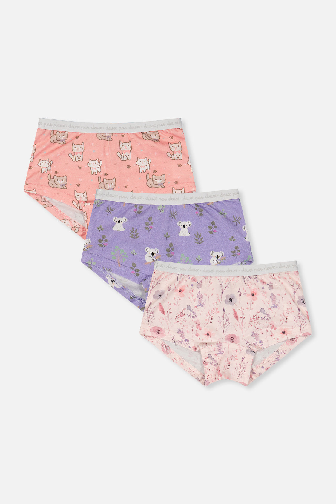 Boyshort Panty Pack Of 3 Pink Floral Prints-0