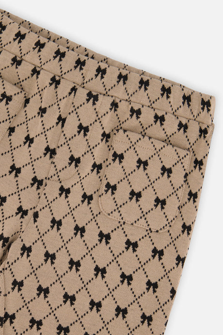 Deux par Deux Treggings Beige Bow Tie Print