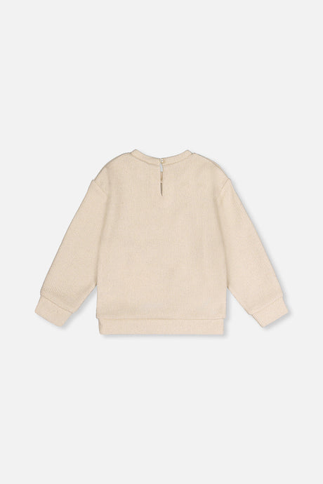 Deux par Deux beige knit pullover, flat lay back view