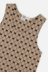 Deux par Deux Jumper Beige Bow Tie Print