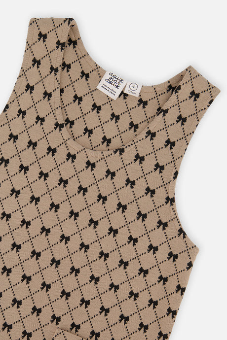 Deux par Deux Jumper Beige Bow Tie Print