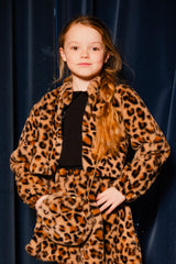Faux Fur Jacket Brown Leopard Print-1