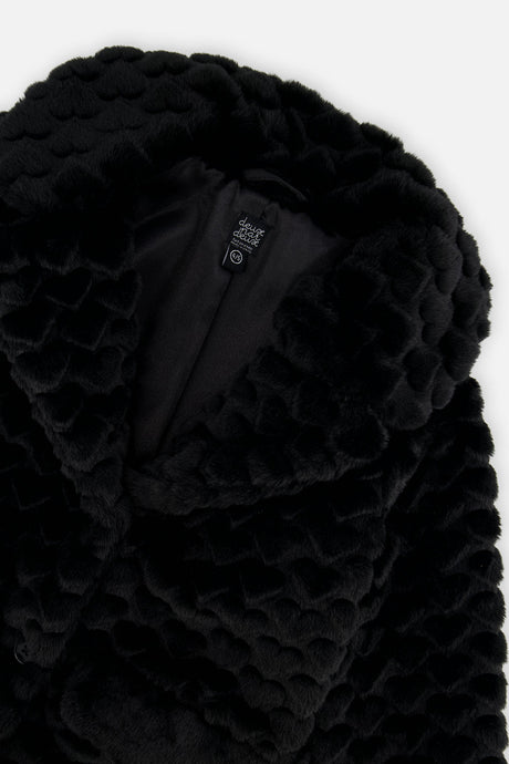 Deux par Deux Faux Fur Long Coat Black