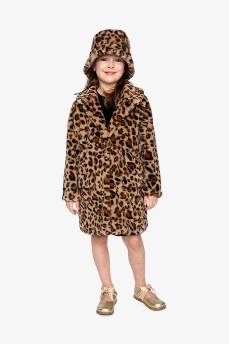 Deux par Deux Faux Fur Long Coat Brown Leopard Print