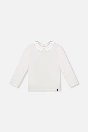 Organic Cotton T-Shirt With Peter Pan Collar Off-White-0