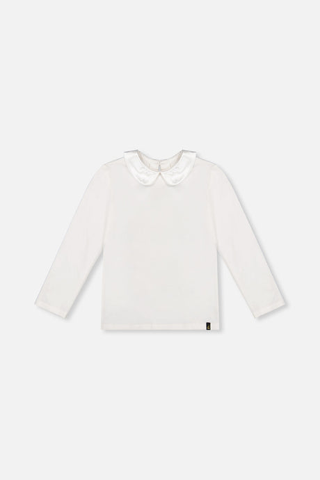 Organic Cotton T-Shirt With Peter Pan Collar Off-White-0