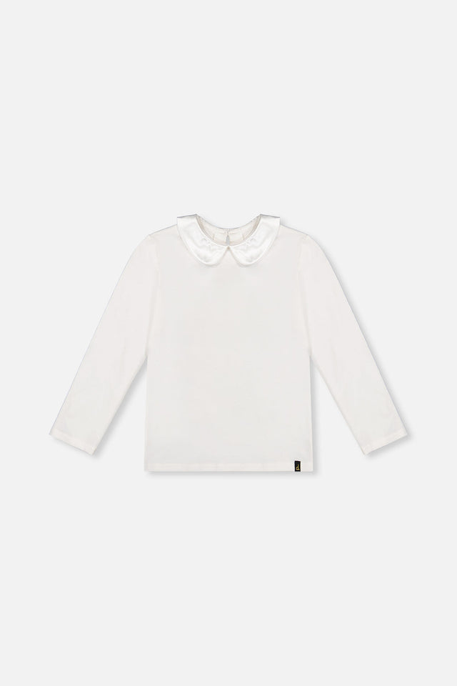 Organic Cotton T-Shirt With Peter Pan Collar Off-White-0