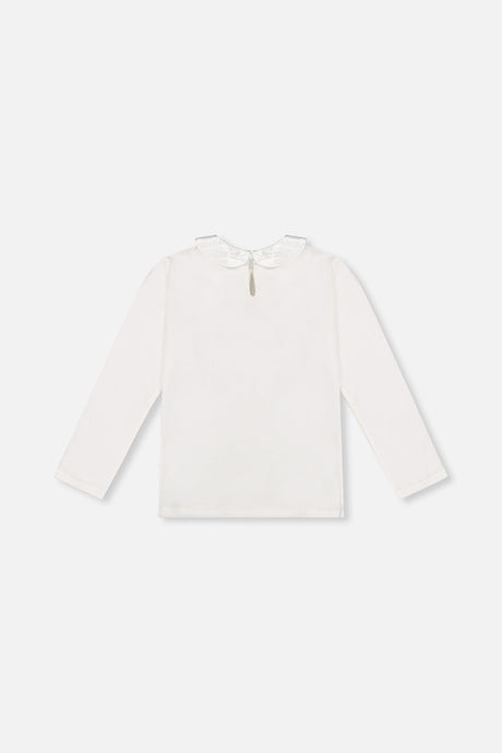 Organic Cotton T-Shirt With Peter Pan Collar Off-White-1