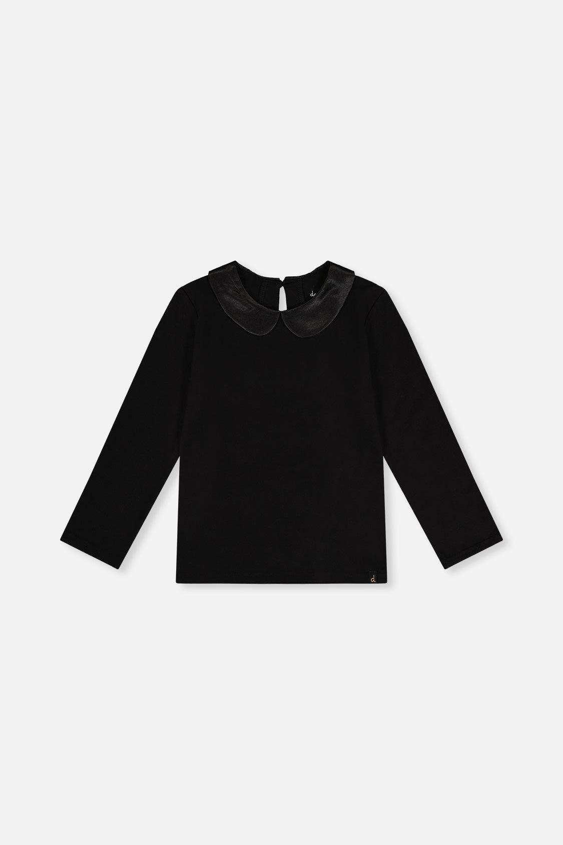Organic Cotton T-Shirt With Peter Pan Collar Black-0