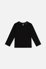 Organic Cotton T-Shirt With Peter Pan Collar Black-2