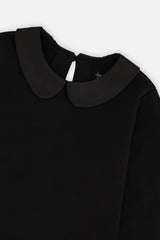 Organic Cotton T-Shirt With Peter Pan Collar Black-4