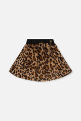 Faux Fur Skirt Brown Leopard Print-0