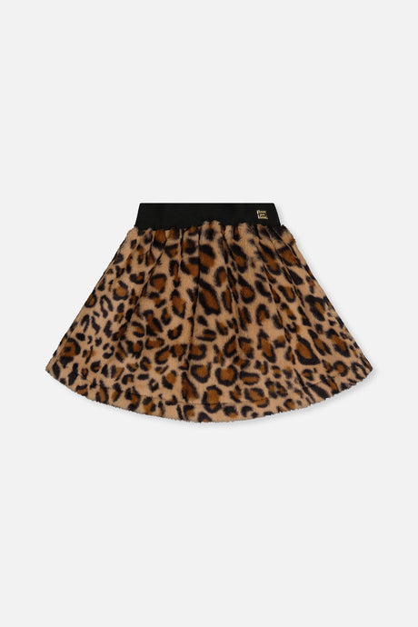 Faux Fur Skirt Brown Leopard Print-0