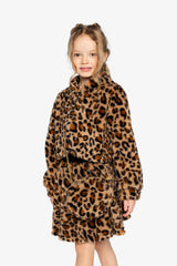 Faux Fur Skirt Brown Leopard Print-3